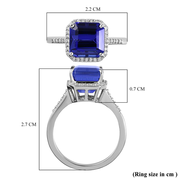 RHAPSODY 950 Platinum AAAA Tanzanite and Diamond( VS/E-F) Ring 5.55 Ct, Platinum Wt. 5.40 Gms