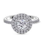 Moissanite Ring (Size Q) in Rhodium Overlay Sterling Silver 1.46 Ct.