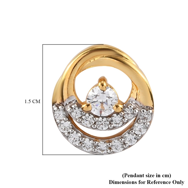 Lustro Stella 14K Yellow Gold Overlay Sterling Silver Pendant Made with Finest CZ 1.00 Ct.