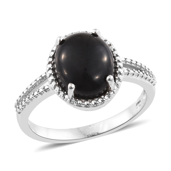Shungite (Ovl) Solitaire Ring in Platinum Overlay Sterling Silver 4.000 Ct.