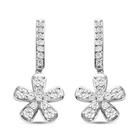 Lustro Stella Platinum Overlay Sterling Silver Floral Earrings (with Push Back) Made with Finest CZ 