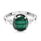 Malachite Solitaire Ring (Size Q) in Sterling Silver 3.24 Ct.