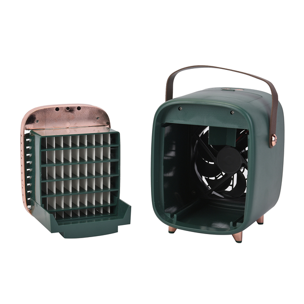 Retro Portable Cordless Air Cooling Fan with Mist Spray (Size 15x14x18cm) - Green