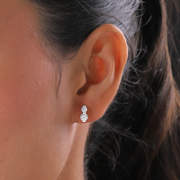 Lustro Stella Sterling Silver Earrings Made with Finest CZ 1.77 Ct.