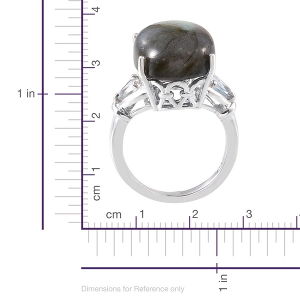 Labradorite (Ovl 12.75 Ct), Sky Blue Topaz Ring in Platinum Overlay Sterling Silver 13.750 Ct.