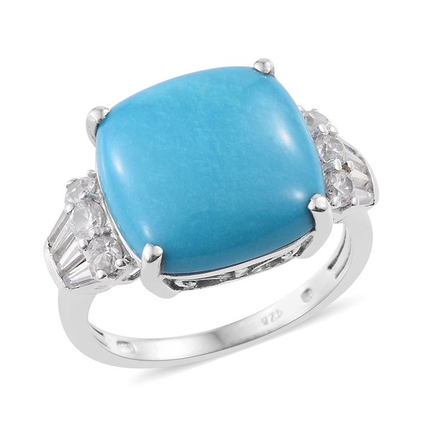 Preview Auction-Arizona Sleeping Beauty Turquoise (Cush 9.00 Ct), Natural Cambodian Zircon Ring in P