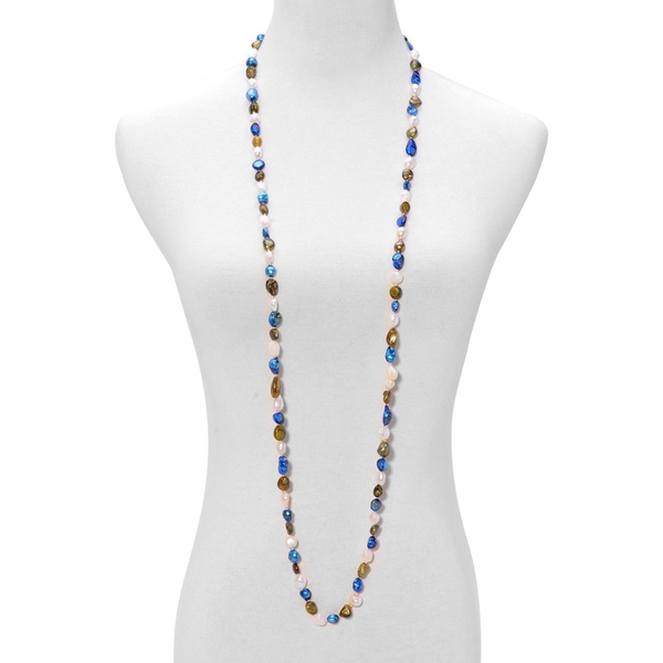 Blue and Multi Colour Keshi Pearl Necklace (Size 48) 405.000 Ct.
