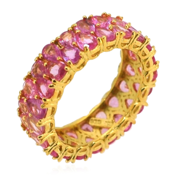 AA Pink Sapphire (Pear) Full Eternity Ring in 14K Gold Overlay Sterling Silver 6.000 Ct.