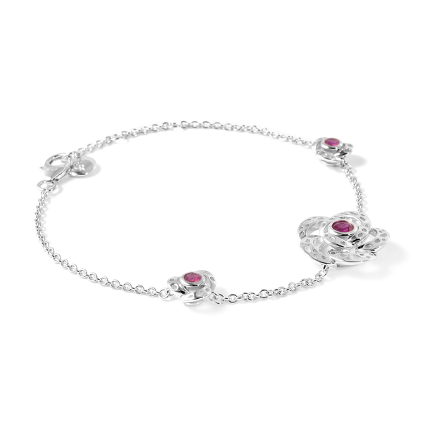 RACHEL GALLEY Rose Collection - African Ruby (FF) Bracelet (Size 8) in Rhodium Overlay Sterling Silver, Silver wt. 6.61 Gms