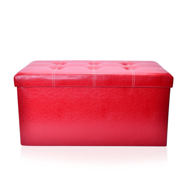 New Faux PU Leather Red Colour Foldable Large Storage Box