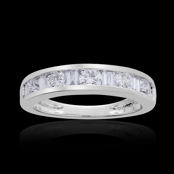 RHAPSODY 950 Platinum SGL Certified Diamond (Rnd) (VS/E-F) Half Eternity Band Ring 1.000 Ct.