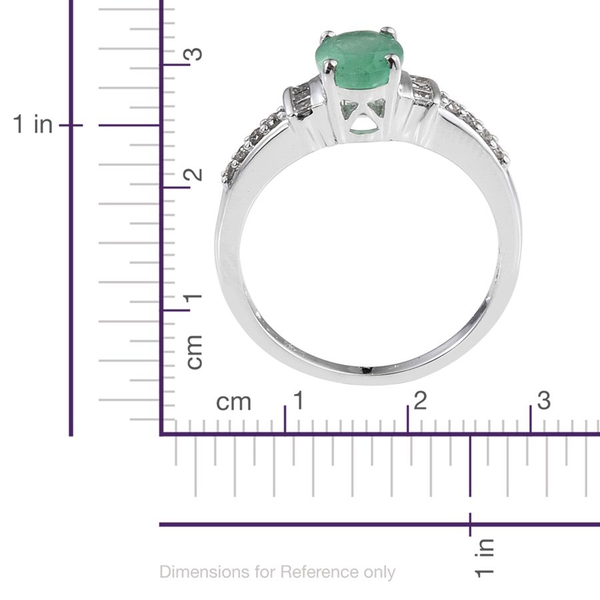 14K W Gold Boyaca Colombian Emerald (Ovl 1.10 Ct), Diamond Ring 1.250 Ct.
