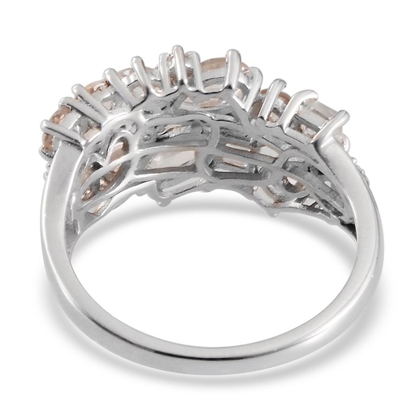 Marropino Morganite (Ovl), White Topaz Ring in Platinum Overlay Sterling Silver 2.000 Ct.