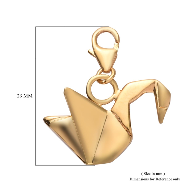Origami Swan Silver Charm Pendant in Gold Overlay, Silver wt 3.61 Gms.
