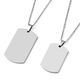 Set of 2 - Dog Tag Pendant with Chain (Size 19.5 & 17.5 Inch) in Stainless Steel