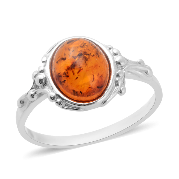 Baltic Amber Ring in Sterling Silver