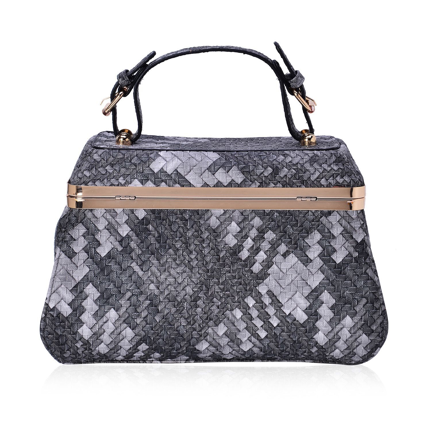 Sisley Weave Pattern Grey Colour Box Bag (Size 30x20x10 Cm)