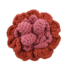 Bali Collection - 100% Cotton Floral Pattern Crochet Brooch - Brick and Pink