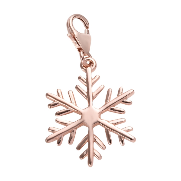 Snowflake Charm Pendant in Rose Gold Plated 925 Sterling Silver