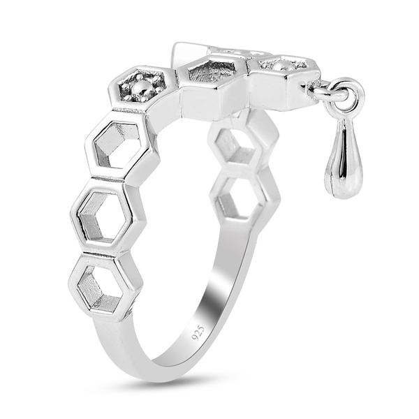 LucyQ Honeycomb Collection - Rhodium Overlay Sterling Silver Ring