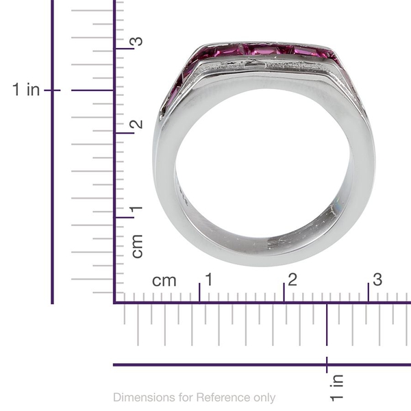 Simulated Ruby (Sqr) Ring in ION Plated Stainless Steel 2.500 Ct.