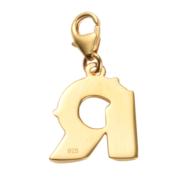 Diamond (Rnd) Initial R Charm in 14K Gold Overlay Sterling Silver