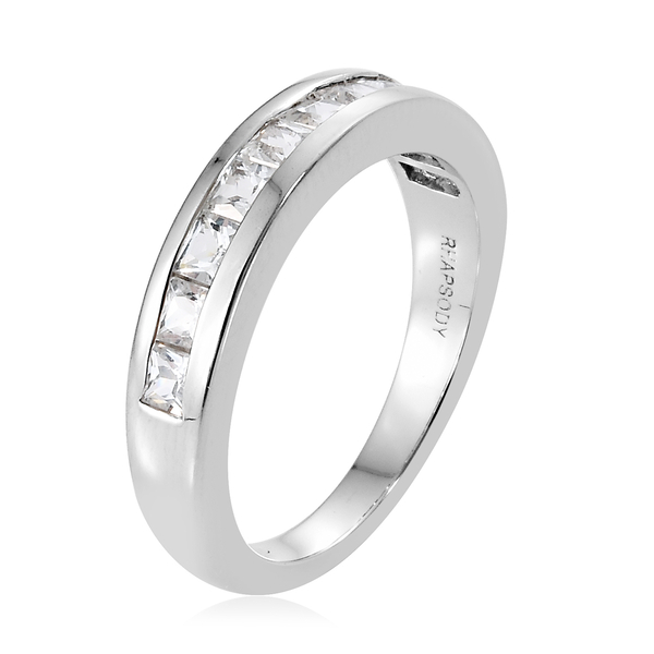 RHAPSODY 950 Platinum AAAA White Sapphire (Sqr)  Half Eternity Ring 1.000 Ct.