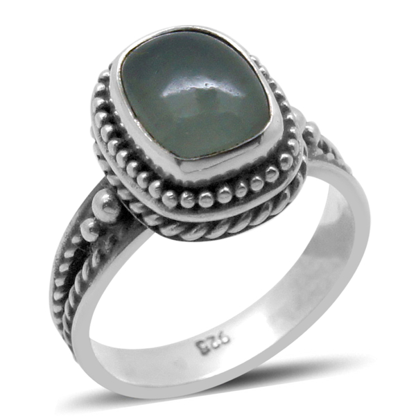 Royal Bali Collection Milky Aquamarine (Cush) Solitaire Ring in Sterling Silver 2.330 Ct.