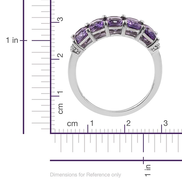 AA Lusaka Amethyst (Oct) 5 Stone Ring in Platinum Overlay Sterling Silver 2.750 Ct.