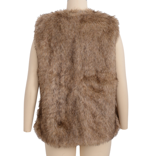 Close Out Deal Luxe Super Soft Helson Faux Fur Brown and Black Colour Gilet (size 10-12 )