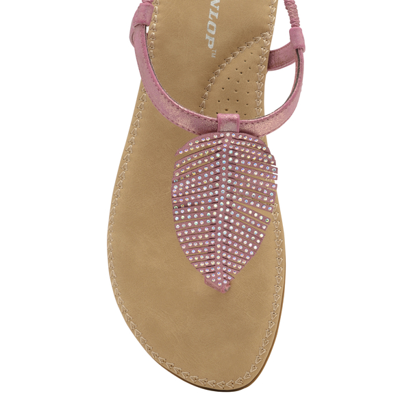 Dunlop Rue Embellished Feather Toe Post Flat Sandals (Size 8) - Rose