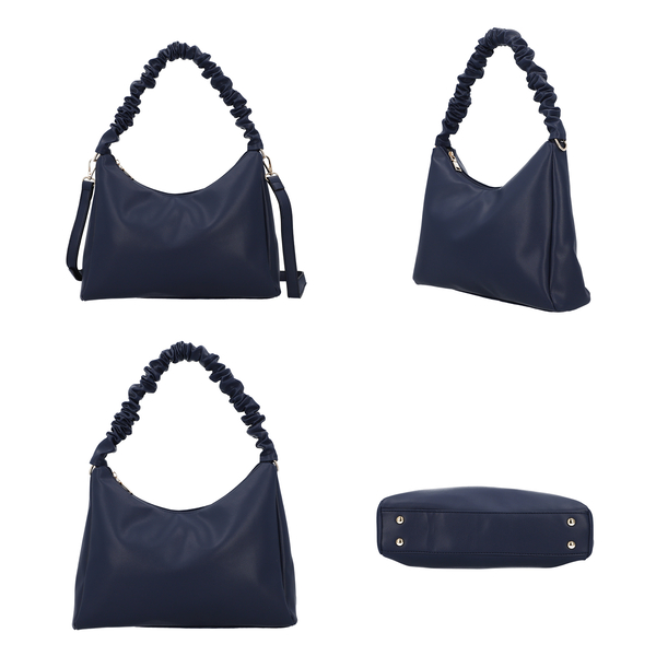 PASSAGE Hobo Bag with Handle Drop and Long Strap (Size 30x24x8 Cm) - Navy