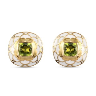 Hebei Peridot Enamelled Earrings (with Push Back) in 14K Yellow Gold Overlay Sterling Silver 3.17 Ct
