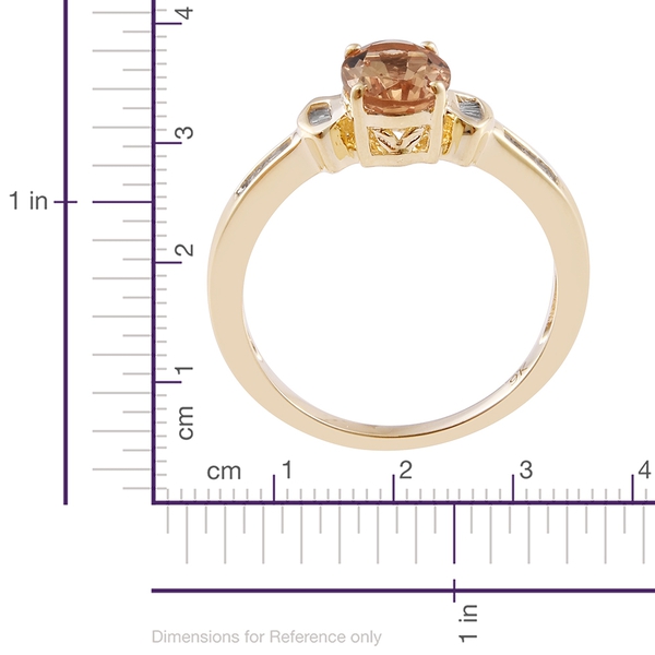Limtied Edition- 9K Yellow Gold AAA Imperial Topaz (Ovl 1.38 Ct), Diamond Ring 1.500 Ct.