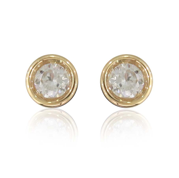 Close Out Deal 14K Y Gold IGI Certified Diamond (Rnd) (I 2/G-H) Stud Earrings (with Screw Back) 0.50