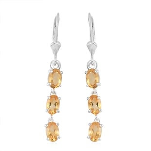 2.50 Ct Citrine Dangle Earrings with Hook in Silver