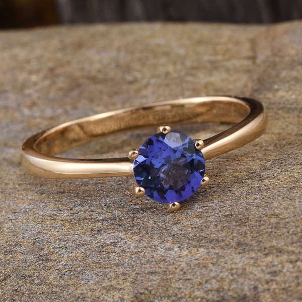 ILIANA 18K Y Gold AAA Tanzanite (Rnd) Solitaire Ring 1.000 Ct.