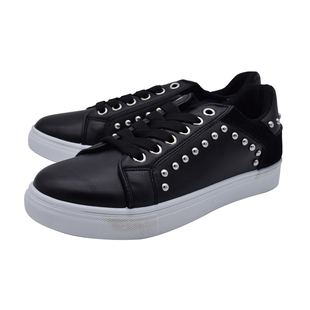 DOD- Faux Leather Studded Trainers in Black