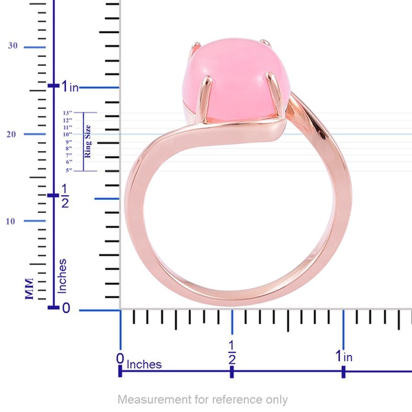 Pink Jade (Ovl) Solitaire Ring in Rose Gold Overlay Sterling Silver 6.000 Ct.