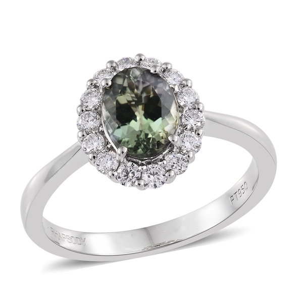 Collectors Edition- RHAPSODY 950 Platinum AAAA Green Tanzanite (Ovl 1.60 Ct), Diamond (VS-E-F) Ring 