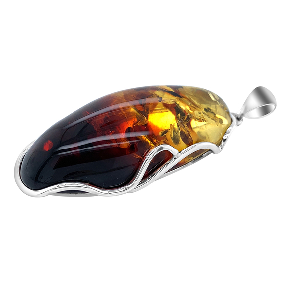 Baltic Amber Pendant in Sterling Silver, Silver Wt. 6.20 Gms