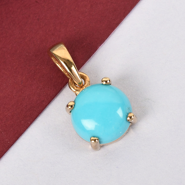 Arizona Sleeping Beauty Turquoise Solitaire Pendant in 14K Gold Overlay Sterling Silver 1.66 Ct.