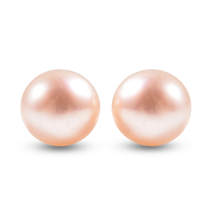 Fresh Water Peach Pearl Stud Earrings (with Push Back) in Sterling Silver