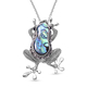Abalone Shell, Black Austrian Crystal and Simulated Grey Spinel Jumping Frog Pendant with Chain (Siz