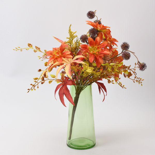The 5th Season Dahlia Maple Flowers Arrangement with Vase - Orange