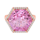 Simulated Pink Sapphire and Natural Cambodian Zircon Ring in Rose Gold Overlay Sterling Silver