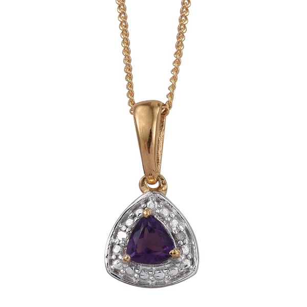 Amethyst (Trl), Diamond Pendant with Chain and Lever Back Earrings in 14K Gold Overlay Sterling Silver 0.750 Ct.