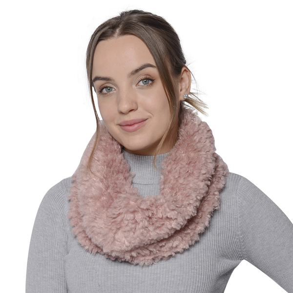 Soft and Fluffy Faux Fur Infinity Scarf - (Size:20x40cm) - Pink