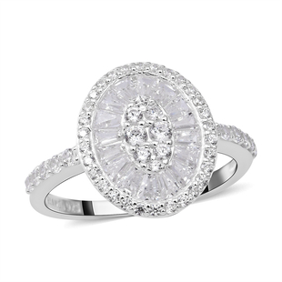 One Time Deal- ELANZA Simulated Diamond Ring in White Silver Overlay Sterling Silver