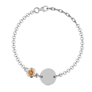 Citrine Bracelet (Size 5 with 1 inch Extender) in Platinum Overlay Sterling Silver